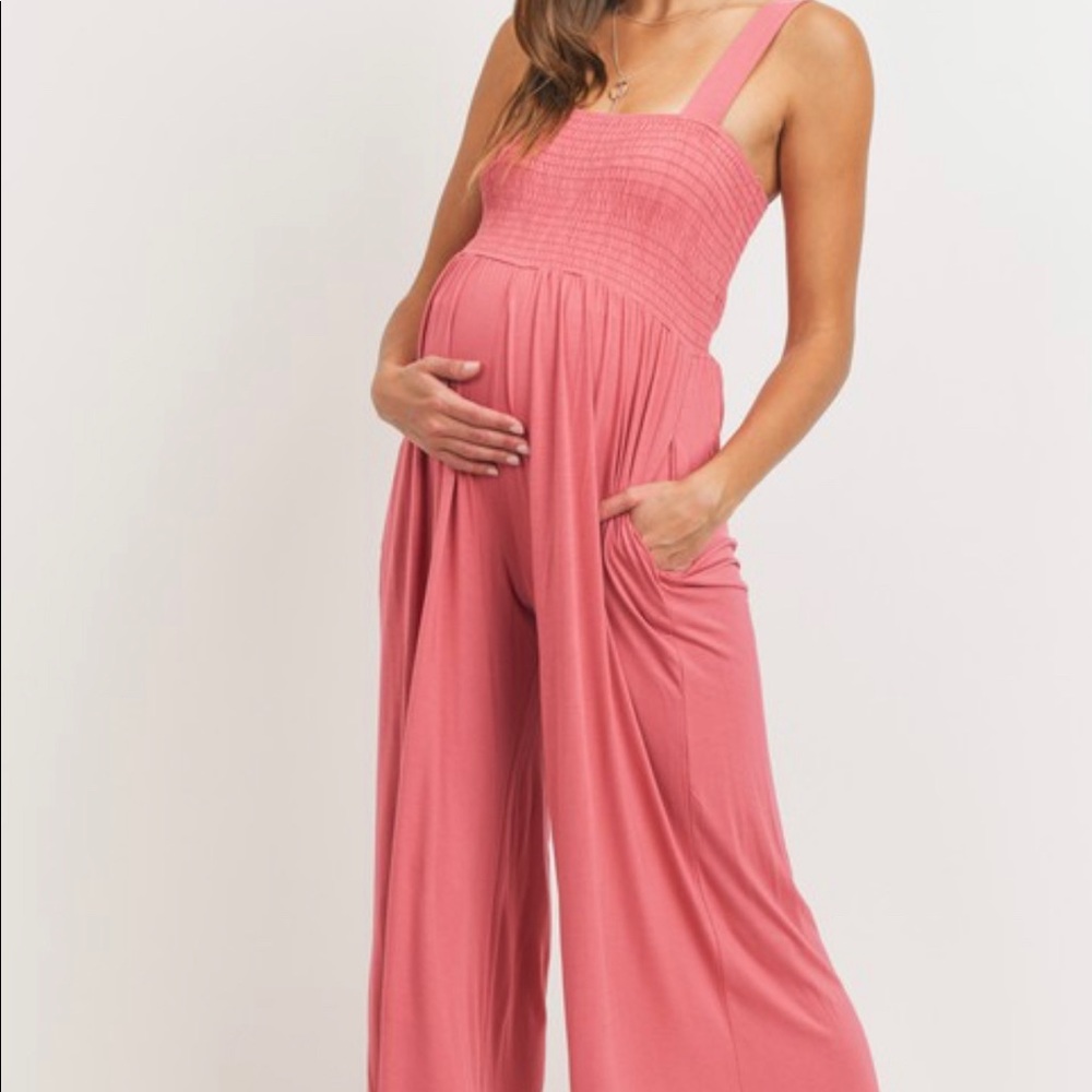 Bright coral maternity jumpsuit!!